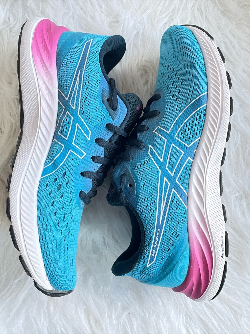 ASICS Women's Blue Running Shoes with Pink Heel Accent